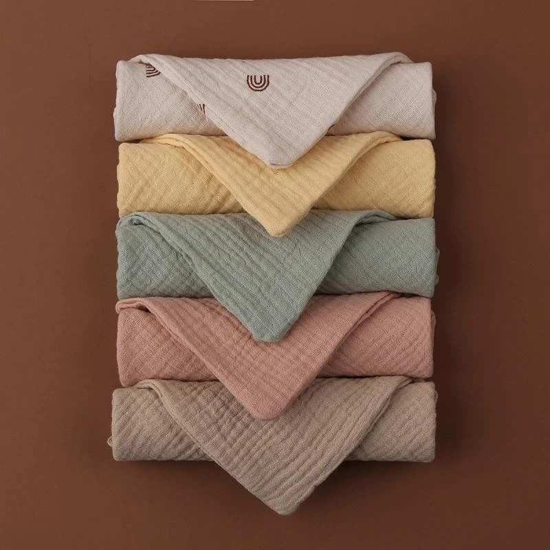 5pcs Baby Infant Towel 23x23cm Muslin Towel Handkerchiefs Two Layers Wipe Towel 2 Layer Gauze Washcloths
