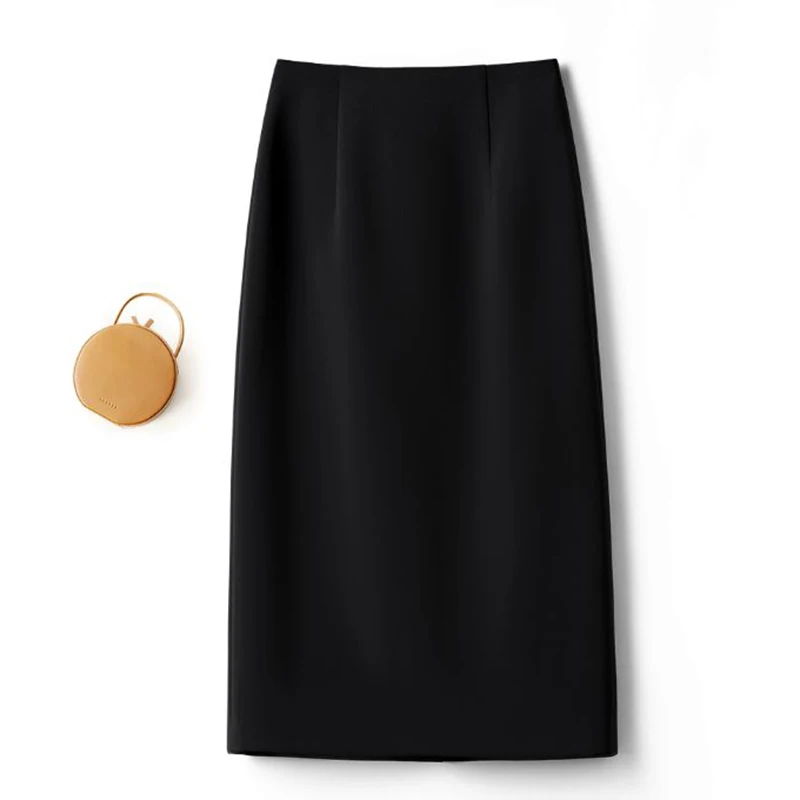 Autumn Winter Female Korean Solid A-line Wool Skirts Girls Classic Fashion High Waist Skirts Women Retro Thin Mid-Long Dress