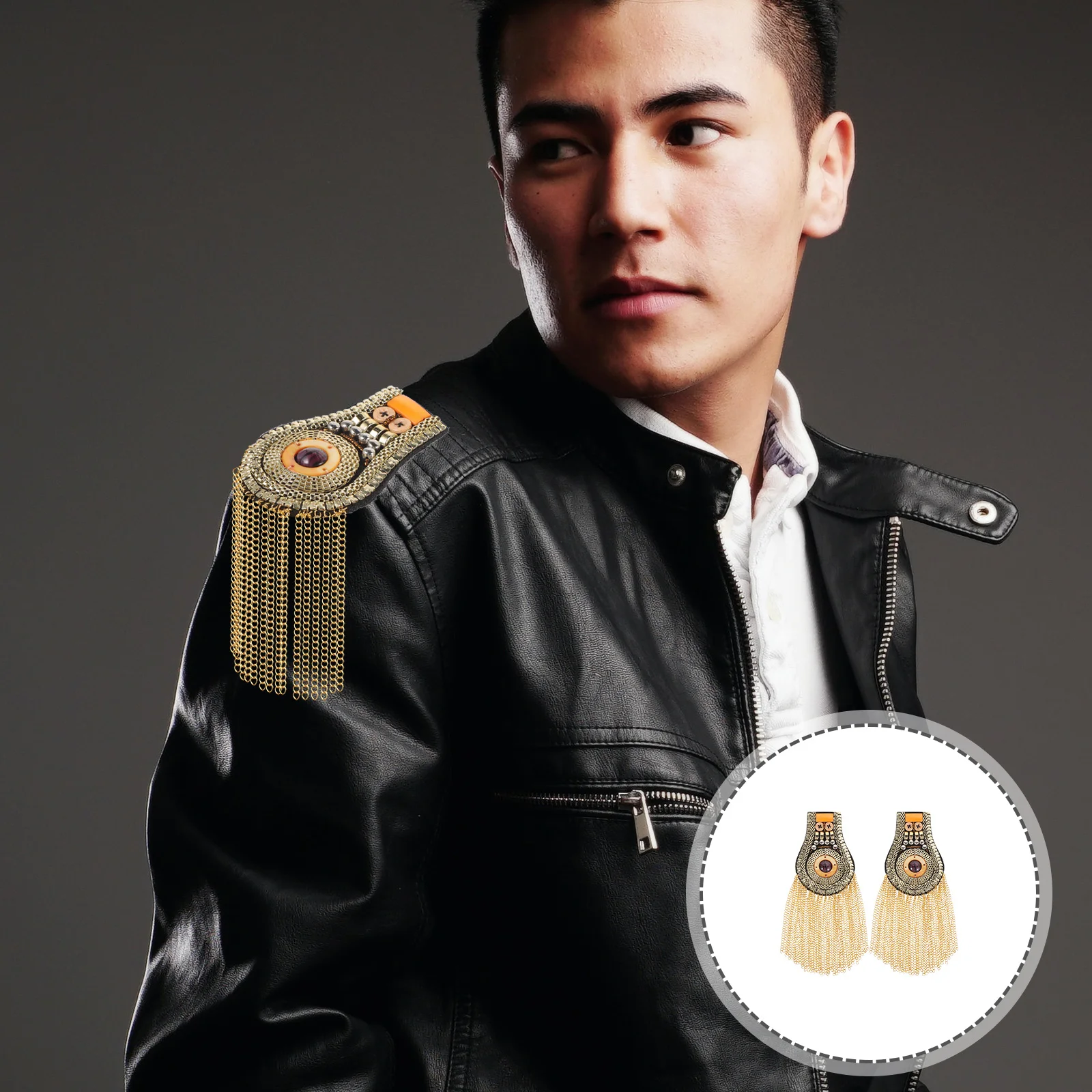 

2Pcs Vintage Tassel Epaulet Shoulder Jewelry Dangle Chain Epaulettes for Women Men Cool Eye-Catching Fashion Accessory