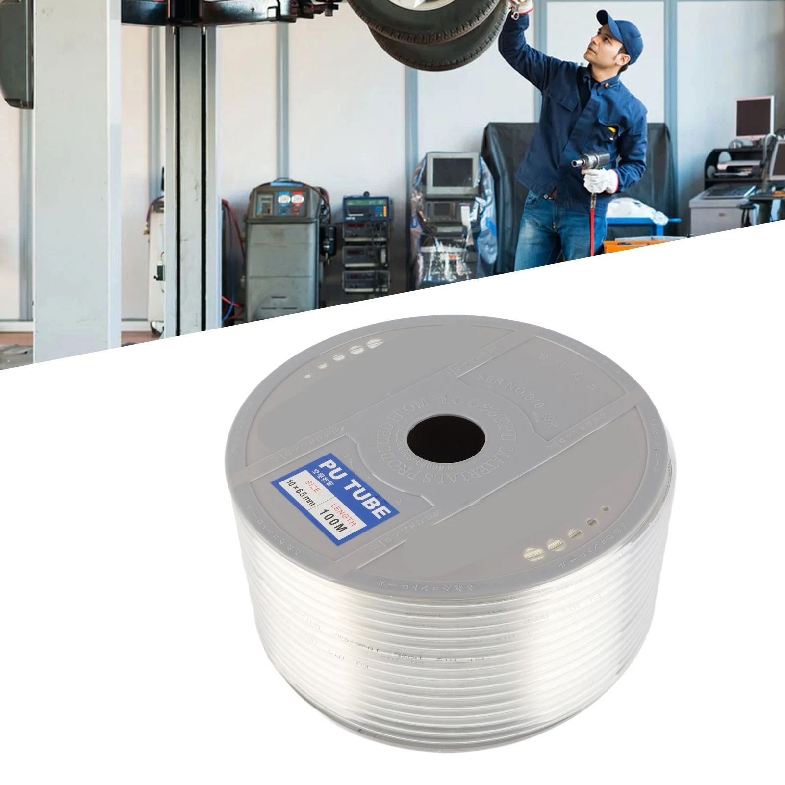 خرطوم هواء بطول 100 متر PU 10 مللي متر OD 6.5 مللي متر ID بكرة أنابيب هوائية شفافة لخط أدوات هوائية لضاغط الهواء