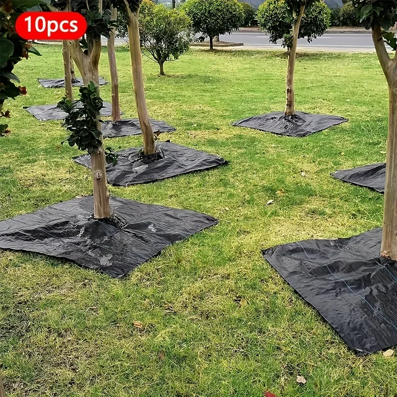 10 Reusable Tree Weeding Moisturizing Hoods - Non Woven Biodegradable Tree Mat and Grassland Plastic Film