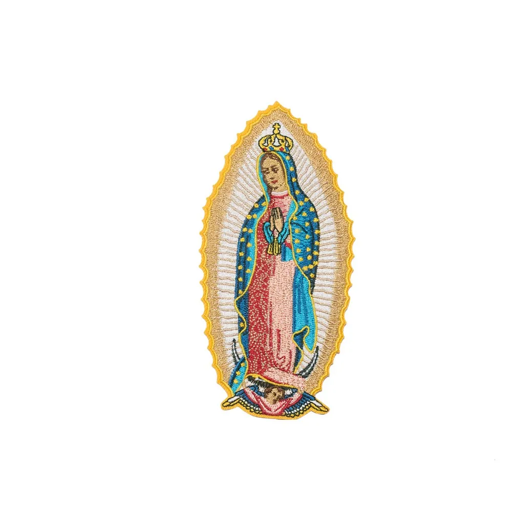 Virgin Mary Embroidery Patches Marie Fashion Goddess Emblem MC Motorcycle Biker Applique Iron on for Dress Jeans Backpack DIY