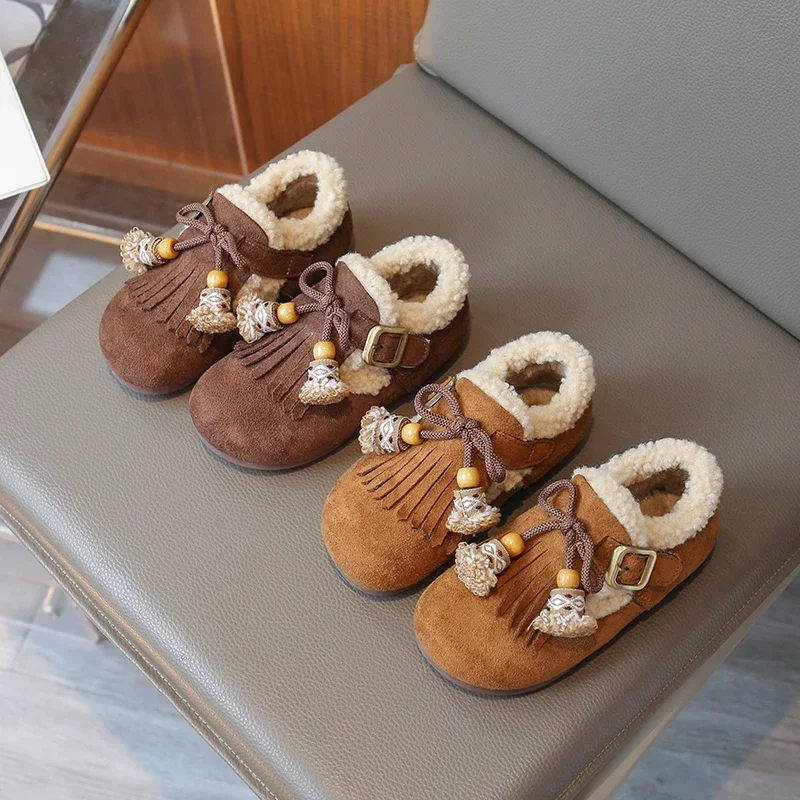 

Children Casual Cotton Shoes for Girls 2025 Winter New Fashion Korean Style Soft Bottom Anti-slippery Versatile Retro Warm Shoes