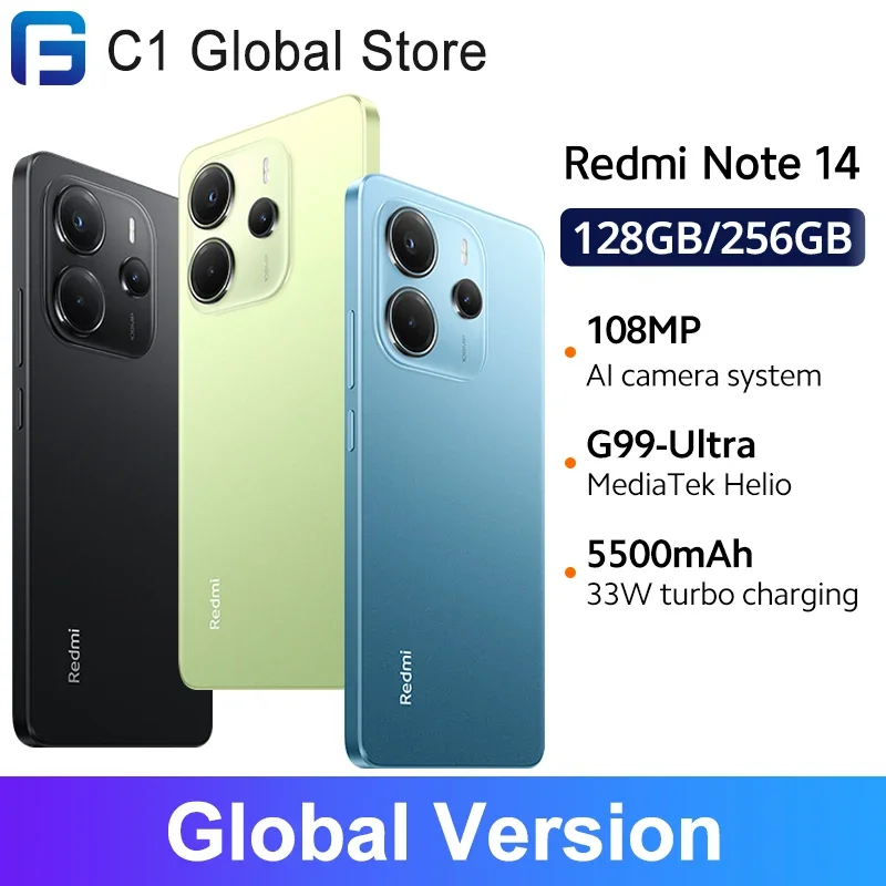 Global Version Redmi Note 14 Xiaomi MTK Helio G99 Ultra 5500mAh 6.67