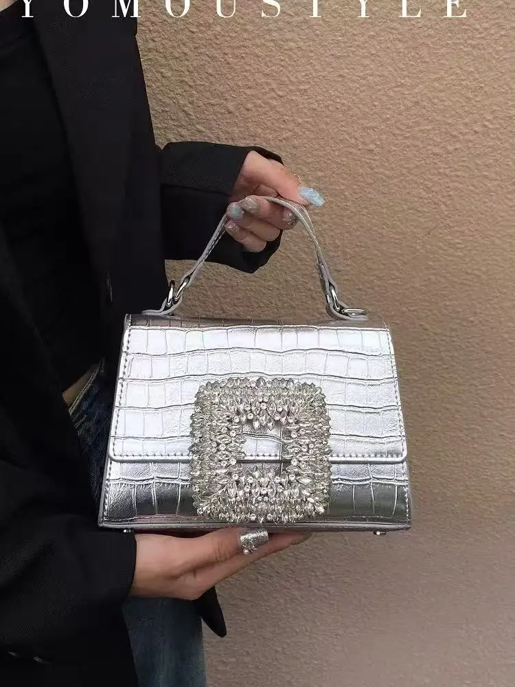 

Fashion Striped Pattern Women Handbag Crystal Rhinestones Diamond Evening Bag Wedding Party Clutch Purse Shoulder Messenger Bag