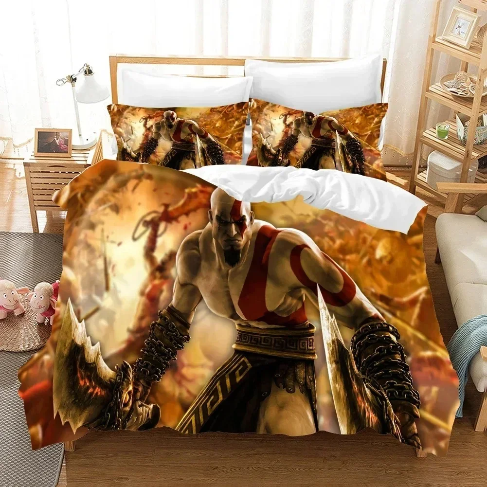 Digital Game God of War Bedding Set Boys Girls Twin Queen Size Duvet Cover Pillowcase Bed Boys Adult Fashion Home Textileextile