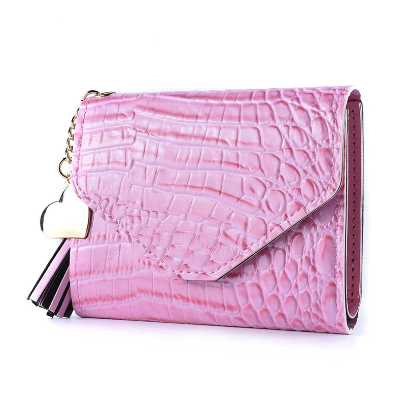 Wallet For Women Small Fancy Crocodile fringe Luxury Envelope Card Holder Short Purse Designer Wallet Multipurpose Zip Coin Bag