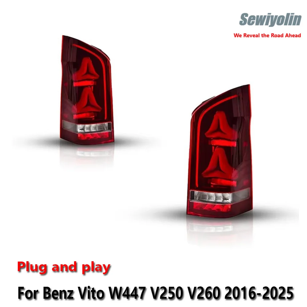 

Светодиодные задние фонари для Mercedes-Benz Vito W447 V250 V260 2016-2025: ДХО, стоп-сигнал, указатель поворота, подключение Plug and Play