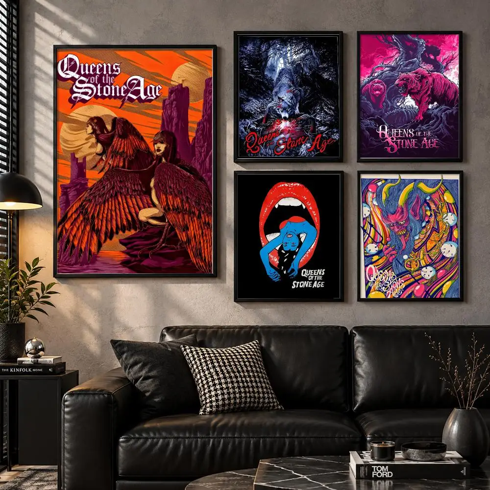 Q-Queens Of The Stone Age Poster Modern Wall Art Sticker For Living Room Bedroom Bar Home Decor Mural Painting Decoration