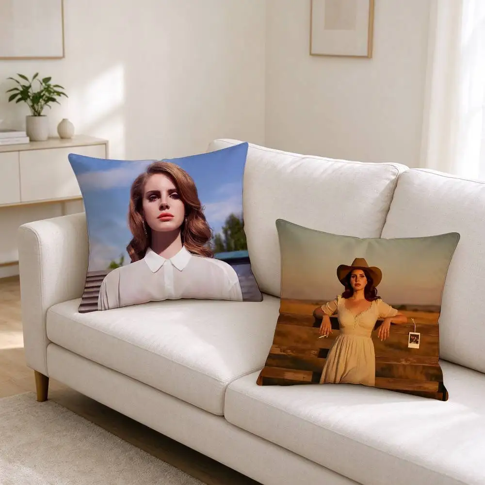 V-Vintage Lana Del Rey Pin  Square Double-Sided printed Pillow Case Bedroom Bedside Pillow Sofa Cushion Cover