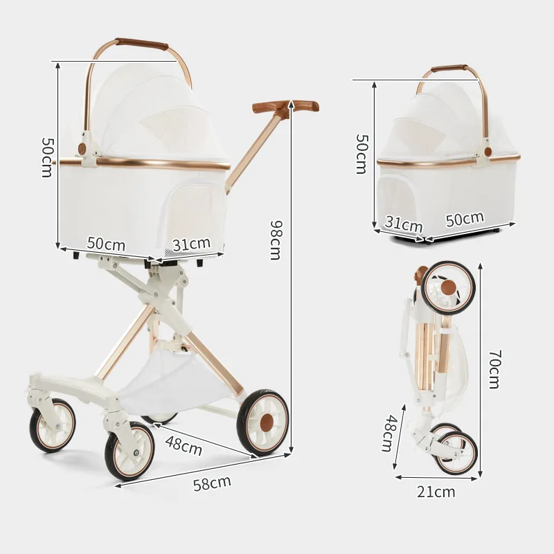 Easy Fold Dog Stroller for Small Medium Pets with Ventilated Mesh Windows and Sturdy Lightweight Frame