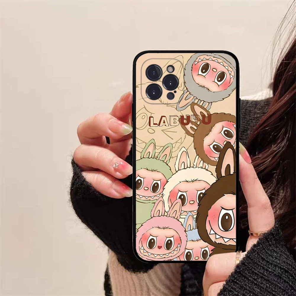 Cute Cartoon Labubu Phone Case Silicone Soft For Iphone 15 14 13 12 11 Pro Mini XS MAX 8 7 6 Plus X XS XR Cover