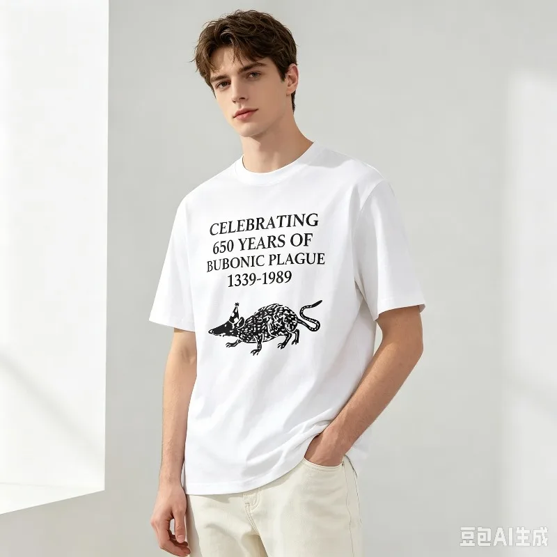 Casual Short Sleeve T-Shirt CELEBRATING 650 YEARS OF BUBONIC PLAGUE 1339-1989 Funny Rat Graphic Unisex Streetwear  Tee