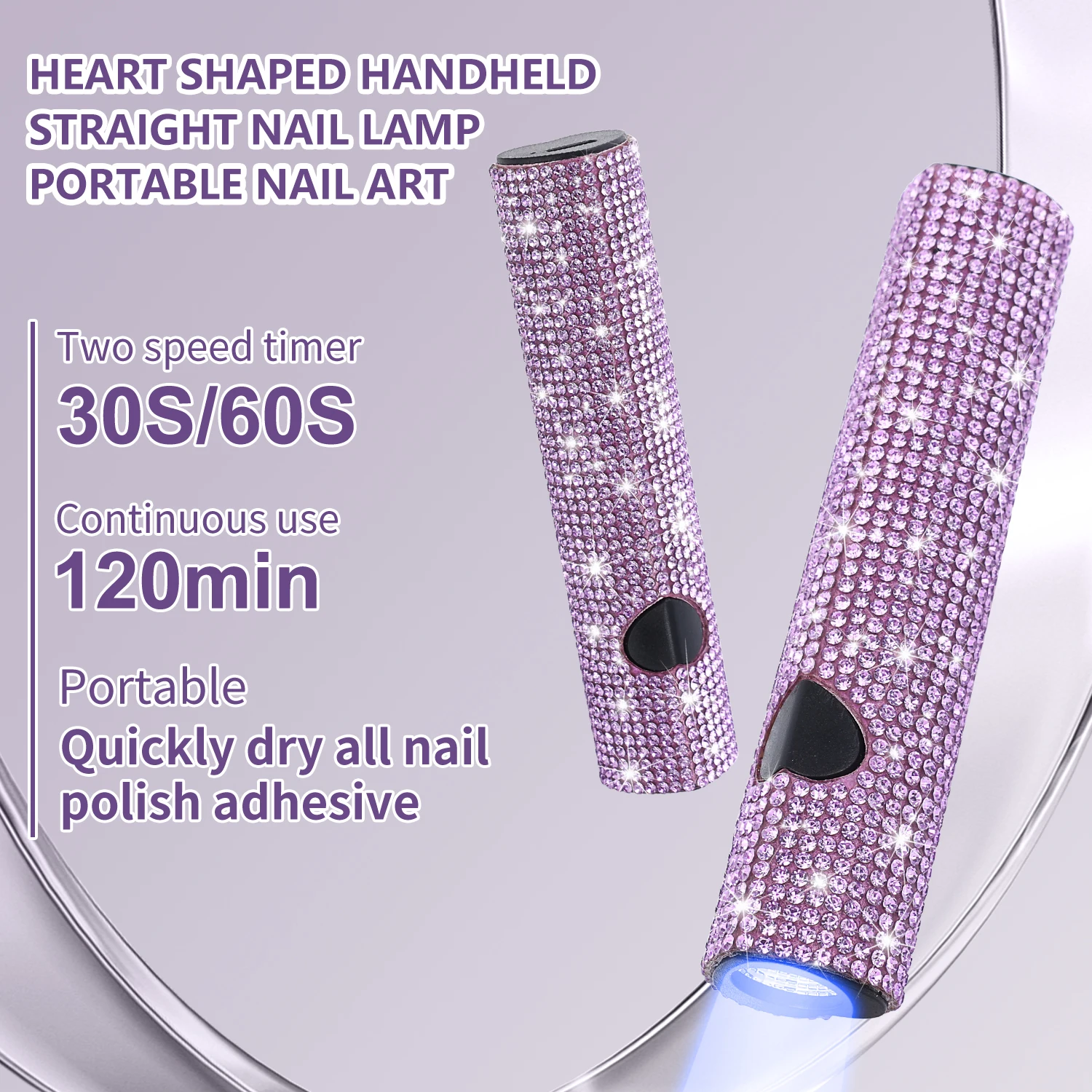 مجفف أظافر محمول باليد مع مثقاب، ومجفف أظافر جل محمول مع كابل USB، ومصباح أظافر خاص قابل لإعادة الشحن وأظافر احترافية