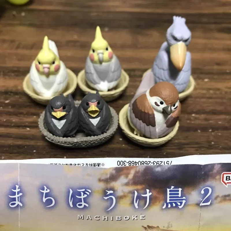 BANDAI Kawaii Gashapon Figure Cute Sit About Bird Parrot Whalehead Crane Tit Capsule Toys Anime Figurine Doll Decor Gift