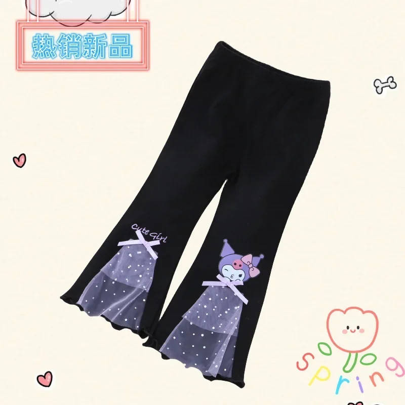 Sanrio cartoon new autumn Kulomi children's casual flared pants cute and comfortable can be worn outside trousers