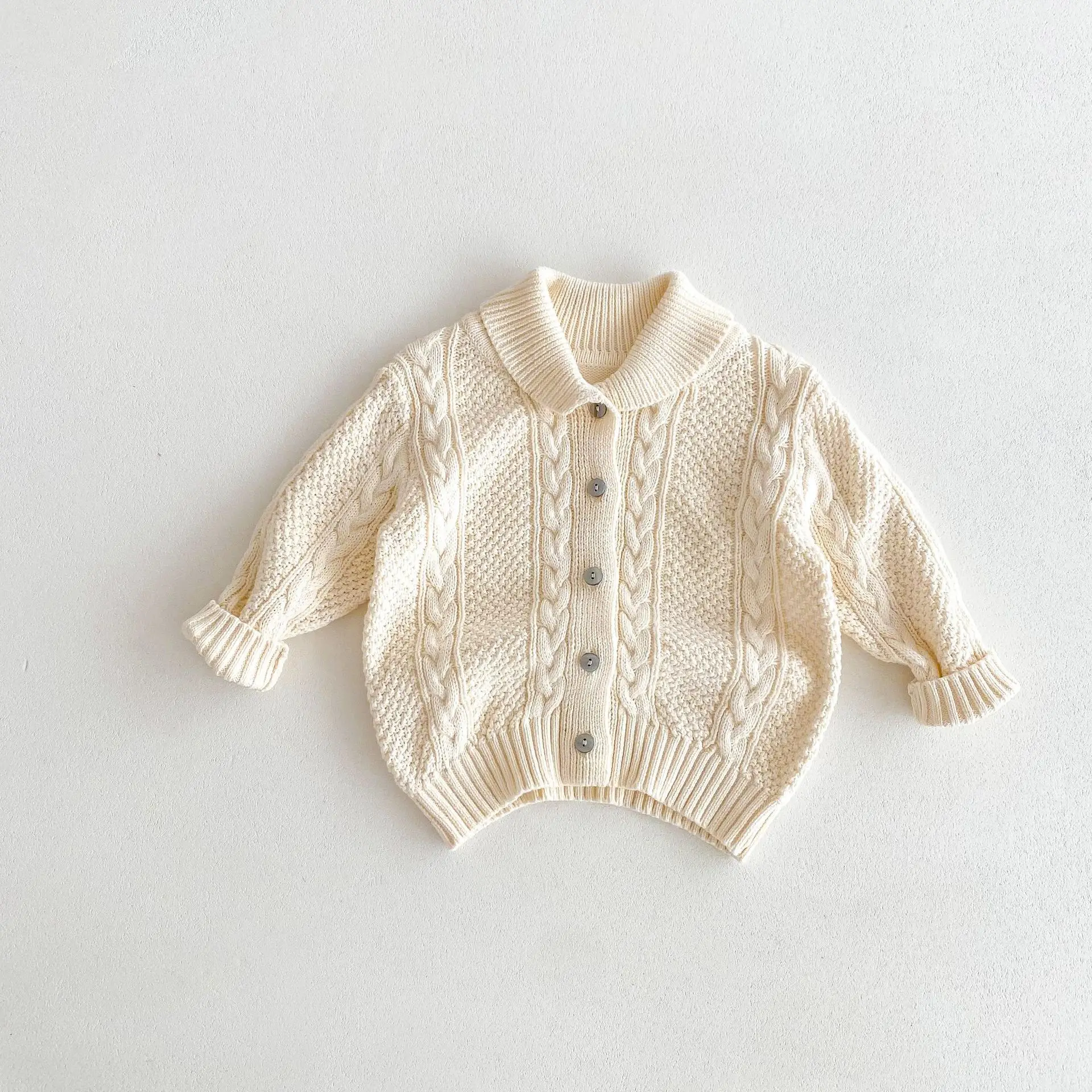 

Autumn New Children Sweater Coat Solid Boys Girls Lapel Knitted Cardigan Toddler Fashion Casual Jacket Kids Versatile Knitwear