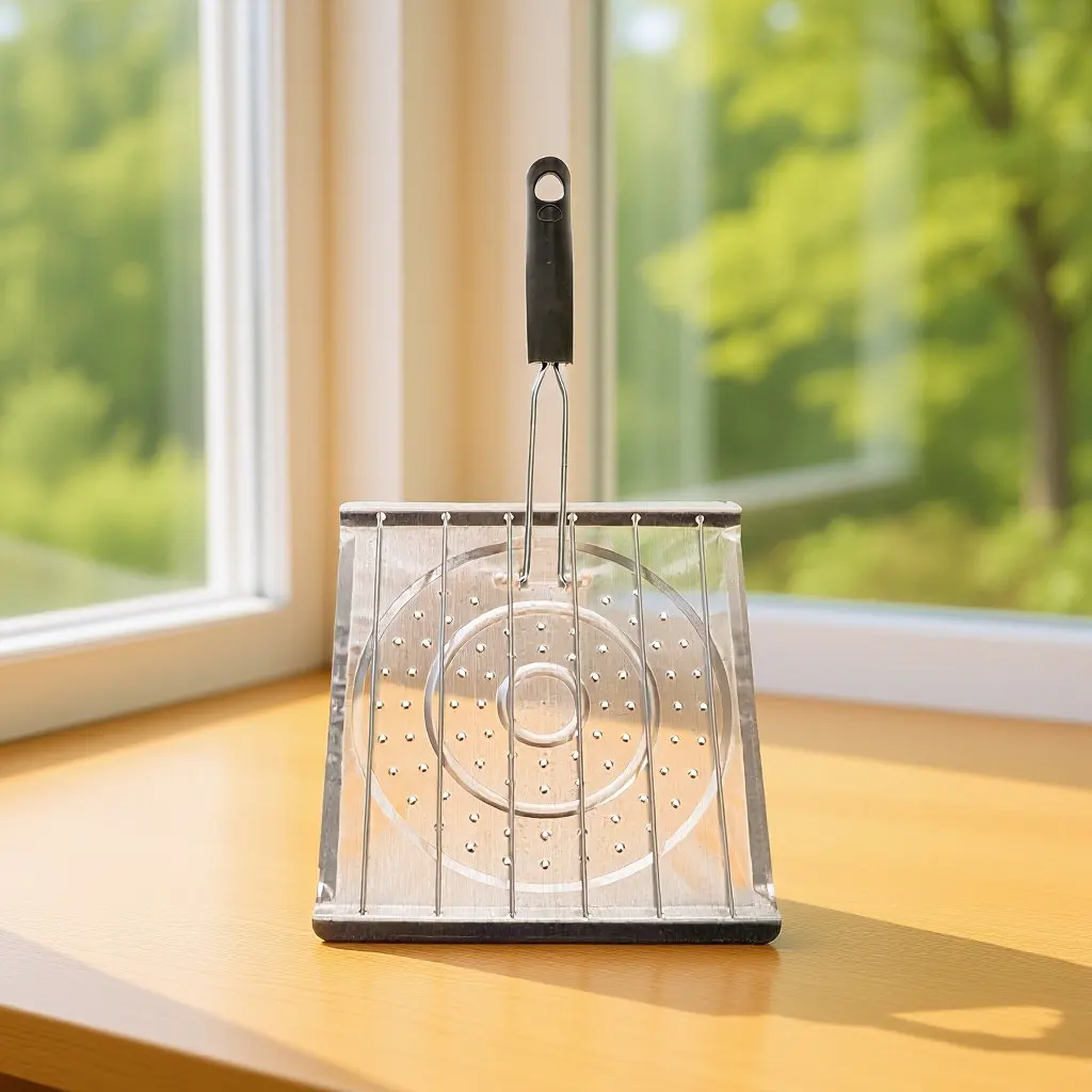Iron Wire Grill Rack Foldable Handle Perforated Noncoated Surface Camping Stove Toaster Bread Fish Meat Grilling Tray Outdoor