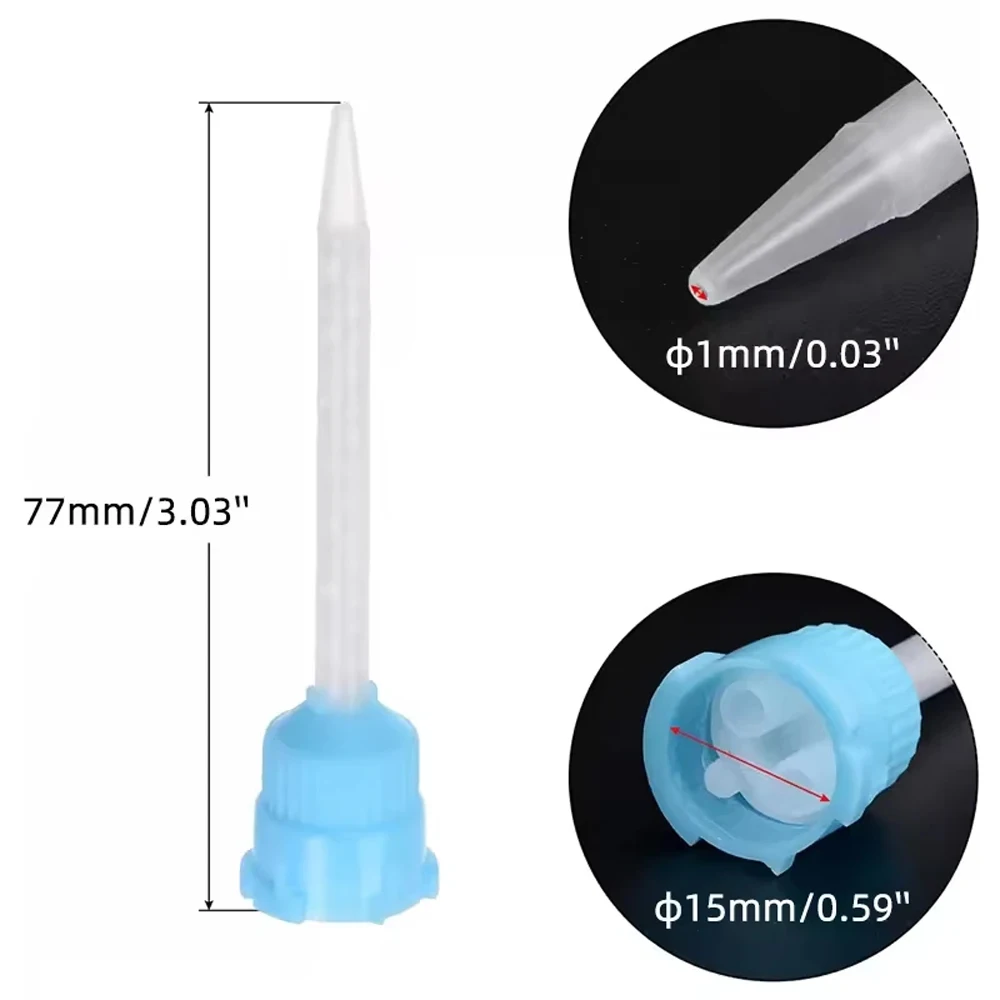 Dental Silicone Mixing Tips 30/50Pcs, 1:1 Ratio for 50ml Glue Cartridge, Disposable Impression Material Nozzles for Dentistry
