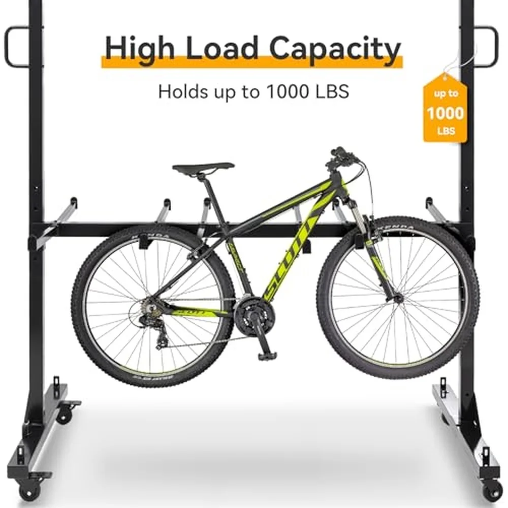 Folding Chair Cart 2 Tier Heavy Duty Chair Storage Rack with Wheels Holds 84 Chairs or 42 Chairs + 12 Tables 1000 lbs