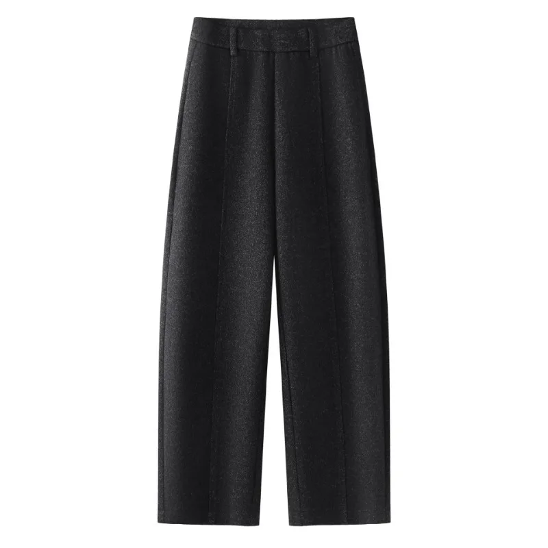 سروال سكين منحني ناعم باللون الرمادي الداكن للنساء، وسراويل شتوية سميكة ودافئة، وسراويل الموز الصغيرة