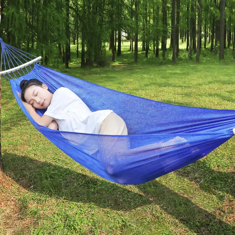 

1/2 People Mesh Silk Hammock Breathable Mesh Hammock Ice Silk Swing Bed Hang Sturdy Portable Soft Cooling Outdoor Hammock Bed