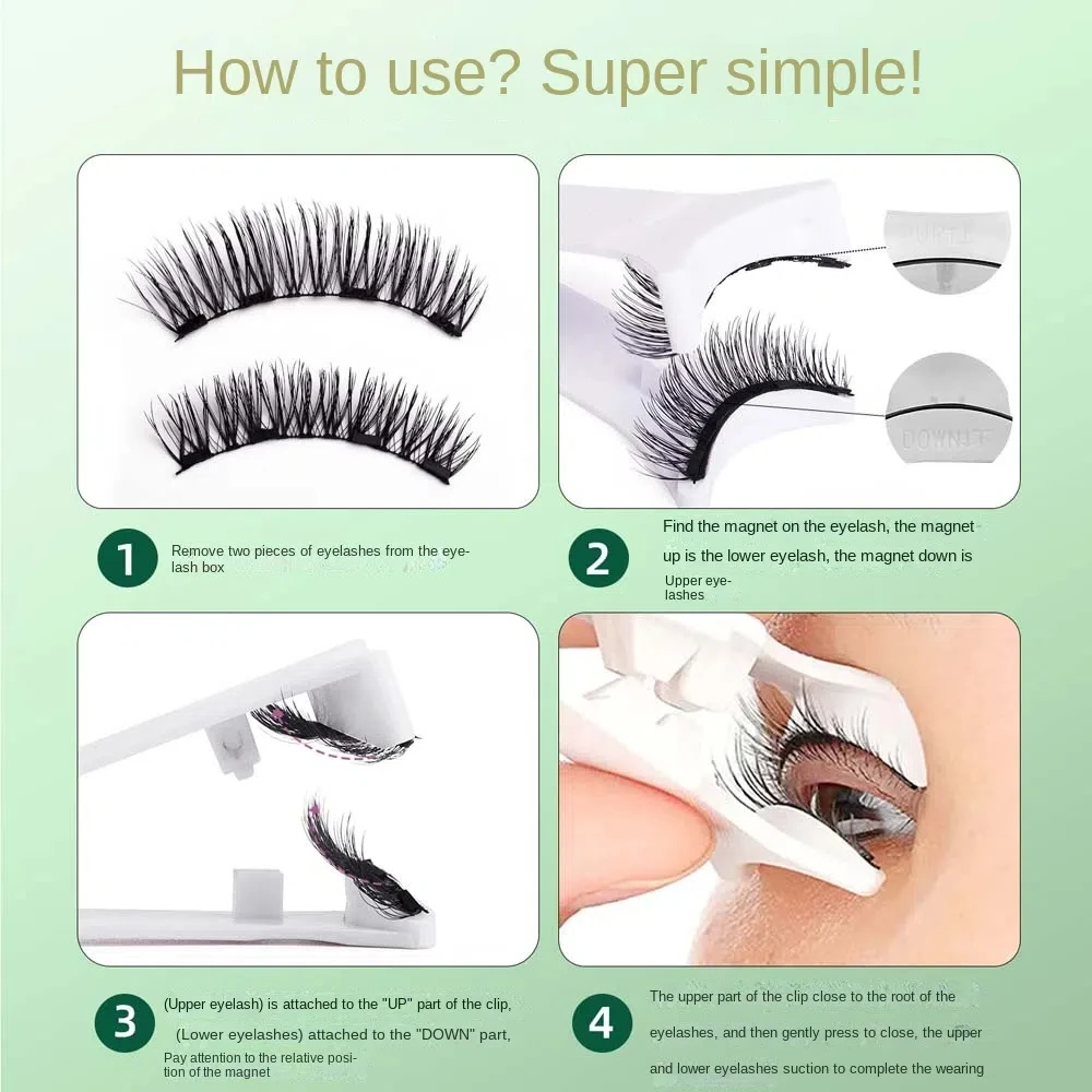 Magnetic Magnetic False Eyelashes Glue Free Reusable Magnetic Eyelashes with Clip Individual DIY False Eyelash Clusters Girls