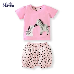 Little maven Summer Clothes Kids Teenage Girls Clothing Clothes Sets Cartoon Shorts Cotton Comfort and Soft Suits for Kids