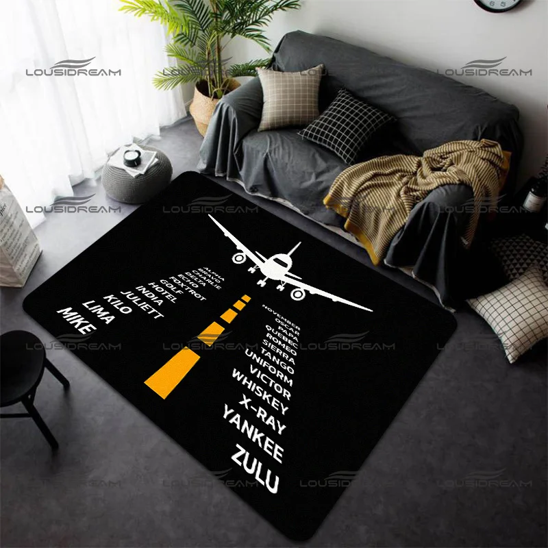 Airplane Departure and Arrival Sign Carpet Square Flannel Terminal Scene Rugs Modern Home Living Room Floor Mats Bedroom Carpet