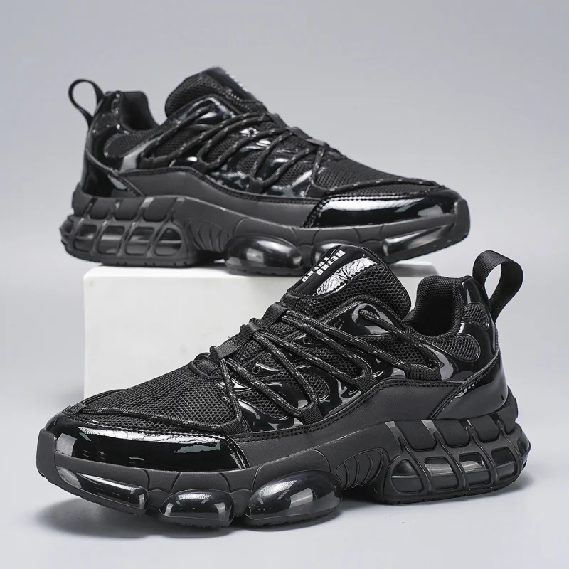 

Sports and leisure shoes, men's shoes, marathon oversized air cushioned shoes, fly woven all season rubber, wear-resistant, anti