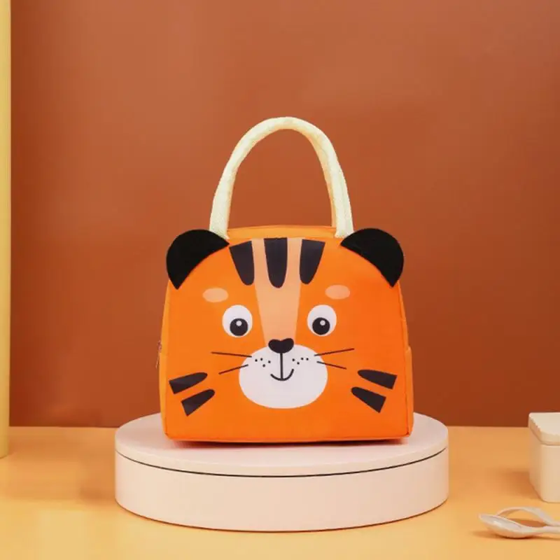 Useful Portable Insulation Lunch Box Bag Strong Bearing Lunch Bag Panda Dinosaur Pattern Bento Bag for School