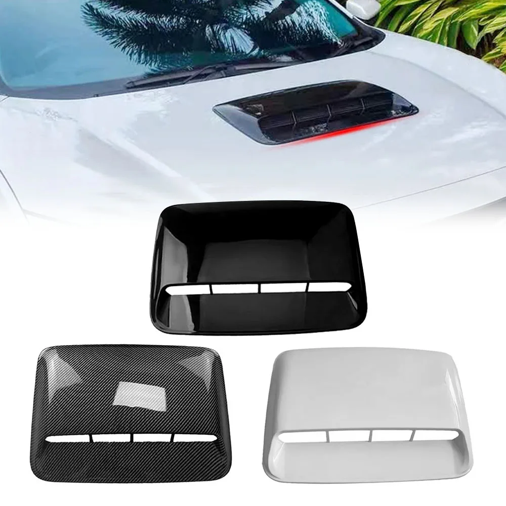Air Flow Intake Vent Cover for Car Engine Bonnet Universal 3D Decorative Hood Scoop in Carbon Fiber White Black