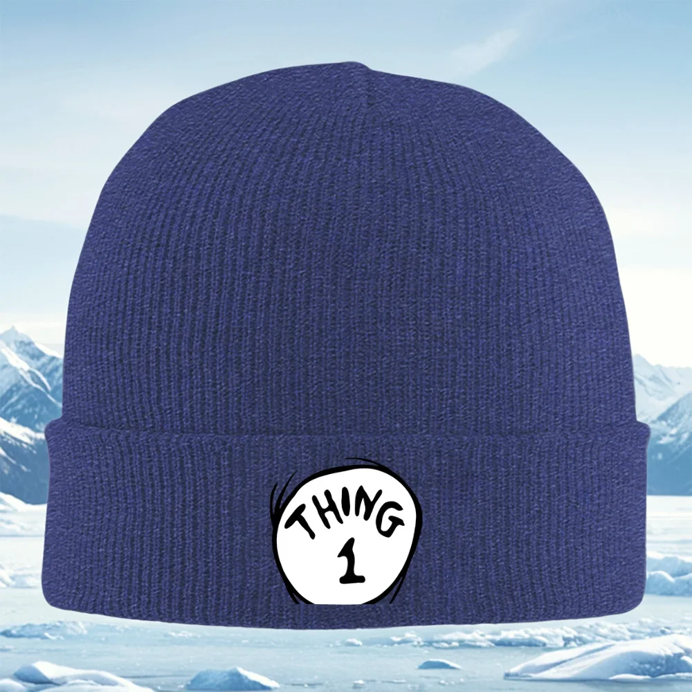 شيء 1 تصميم أسود أبيض للرجال والنساء للجنسين قبعة محبوكة قبعة صوفية قبعة شتوية حرارية دافئة لعيد الميلاد وركوب الدراجات في الهواء الطلق والمشي لمسافات طويلة