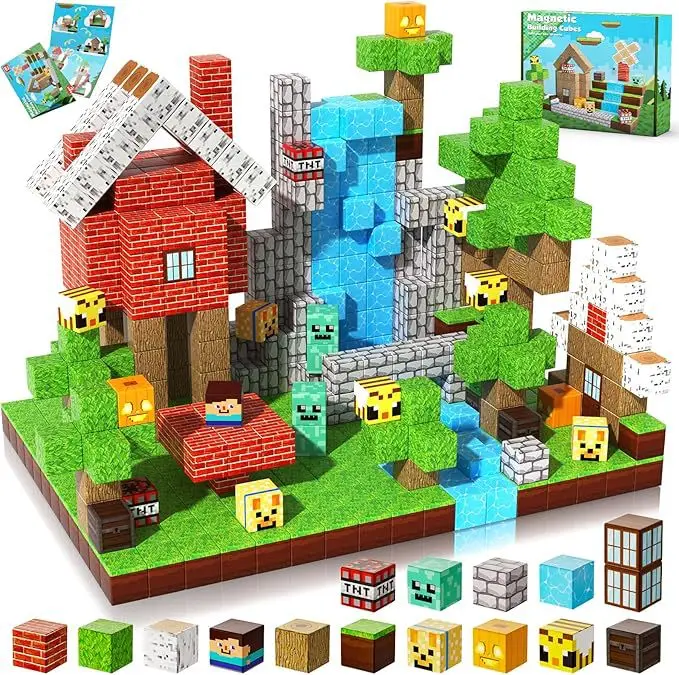 Creatieve magnetische bouwsteenstenen Mijn beroemde scène Wereld architectonische set DIY-model Kinderspeelgoed Kerstcadeaus voor jongensmeisjes