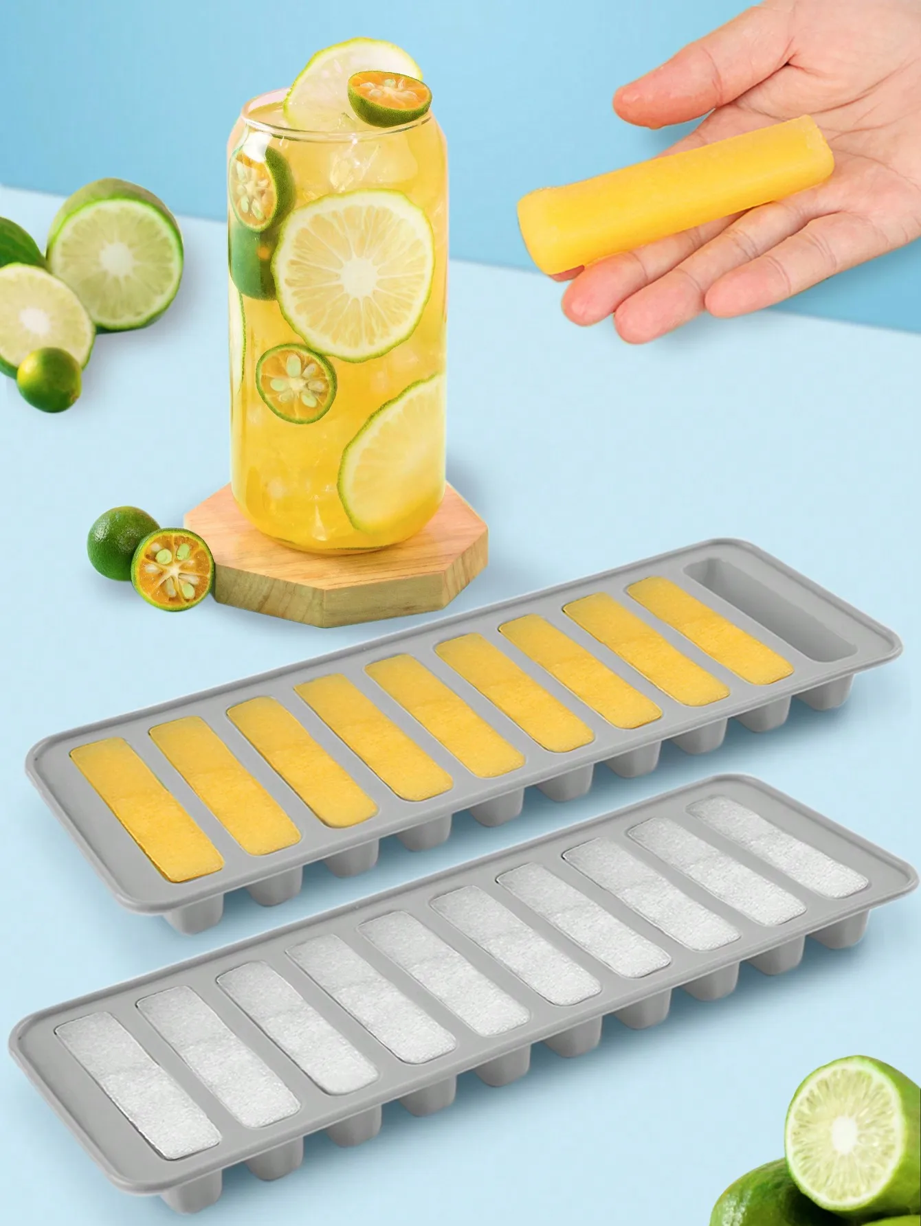 1pc Multi-grid Ice Cube Mold, Grey Silicone Ice Tray For Household