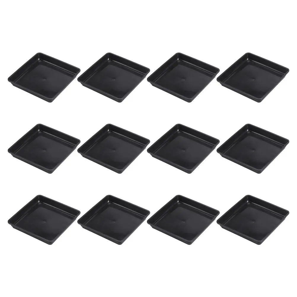 

12pcs Square Flower Pot Trays Black 120 Waterproof Plant Saucers for Gardening Bonsai Plates Flower Basin Holders