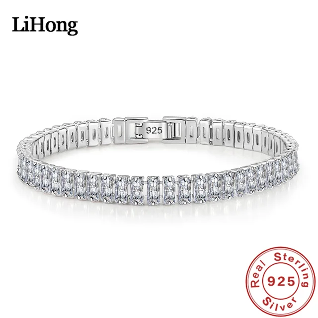 925 srebro bransoletka elegancka cyrkonia kryształowa biżuteria dla kobiet zaręczyny ślubna biżuteria Glamour 18CM