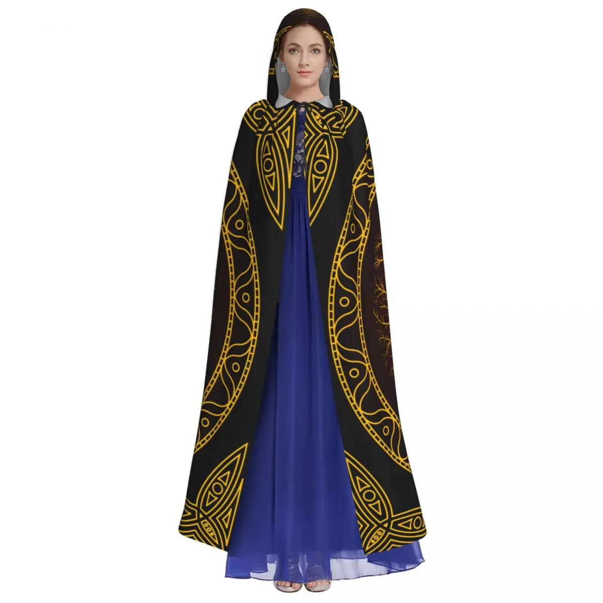 Unisex Adult Yggdrasil Tree Of Life Cloak with Hood Long Witch Costume Cosplay