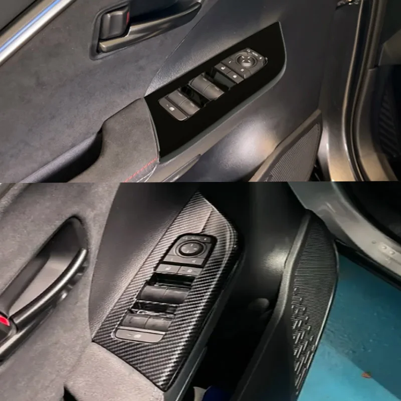 

Cutylin LHD для Toyota CHR C-HR 2024 2025 2026 ABS углеродное волокно, подлокотник двери автомобиля, кнопка переключения окна, подъемная панель, рамка