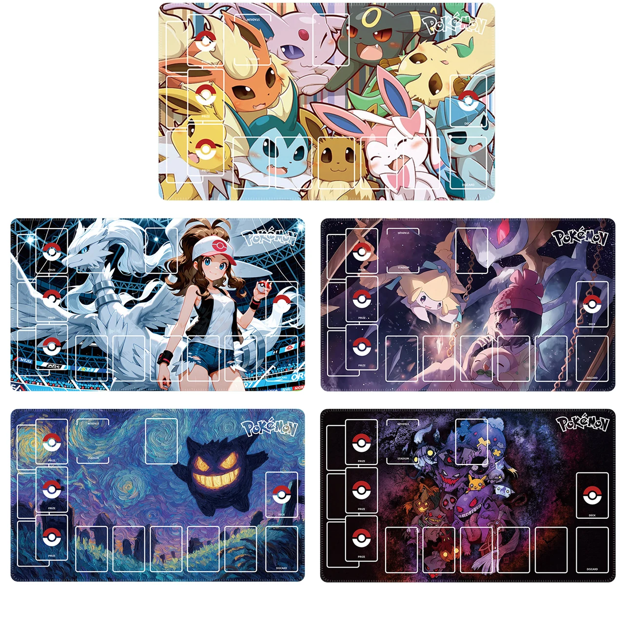 

600x350mm PTCG Greninja Magikarp Trading Card Playmat 2mmStitched Edge Eevee Vaporeo Single Player Rubber Board Game Card Mat