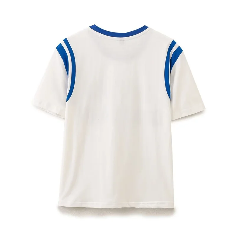 KEYANKETIAN 2024 New Launch Color Matching Patchwork Alphabet Print T-shirt Summer Leisure style Women's Loose Tees Pullover Top