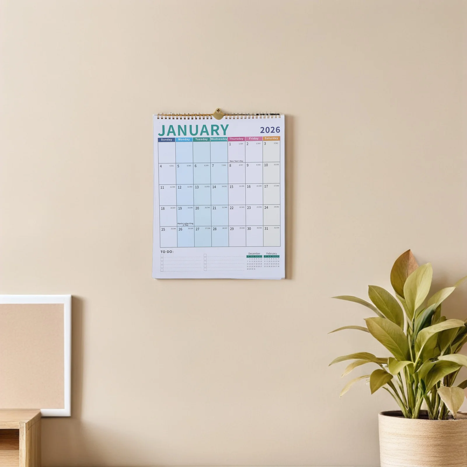 Office Wall Calendar Jan 2026 To June 2027 English Wall Calendar Spiral Hanging Planner 18-Month Annual Academic Planner