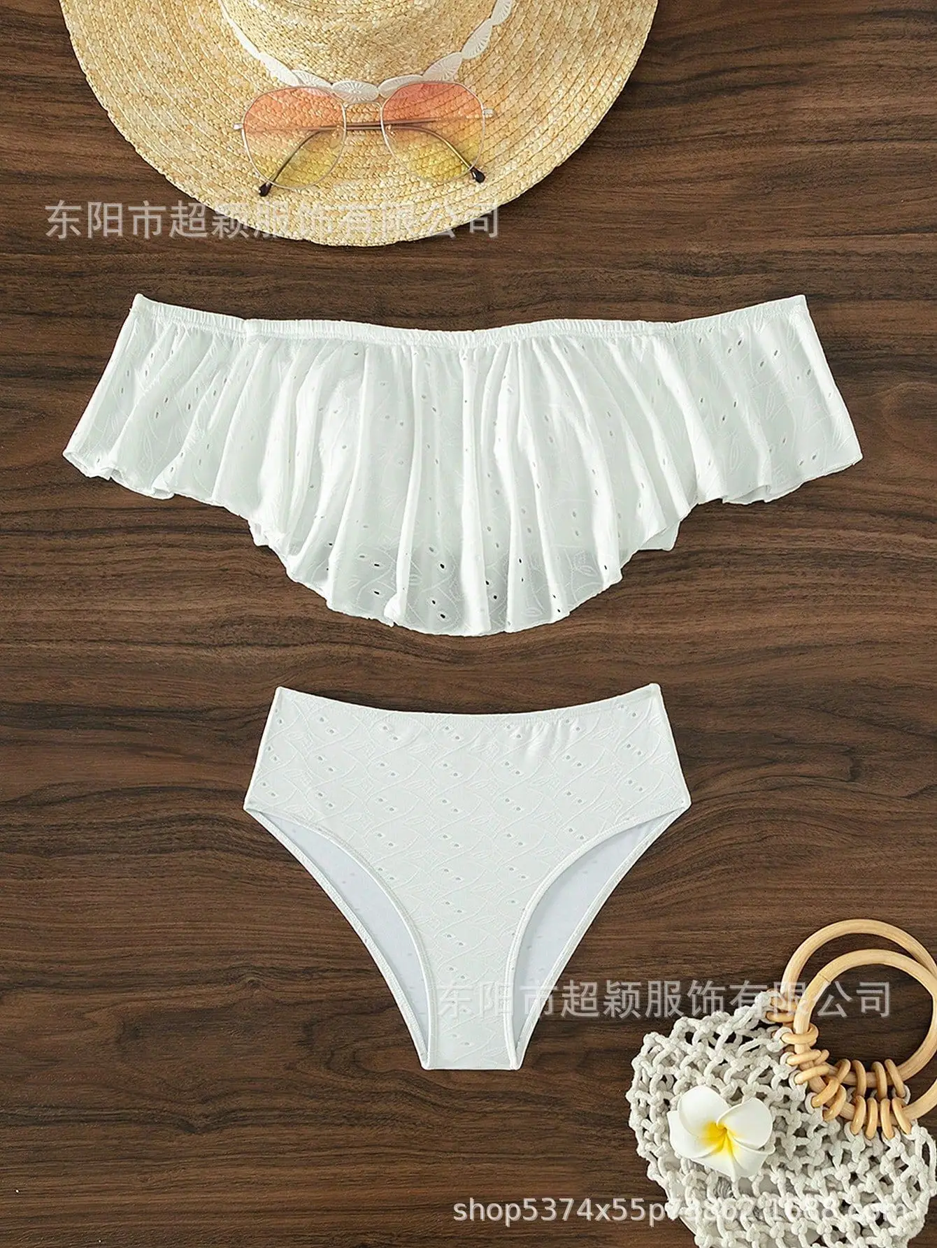 穴あきジャカード生地の人気水着、無地のスプリットビキニ、2025年新作