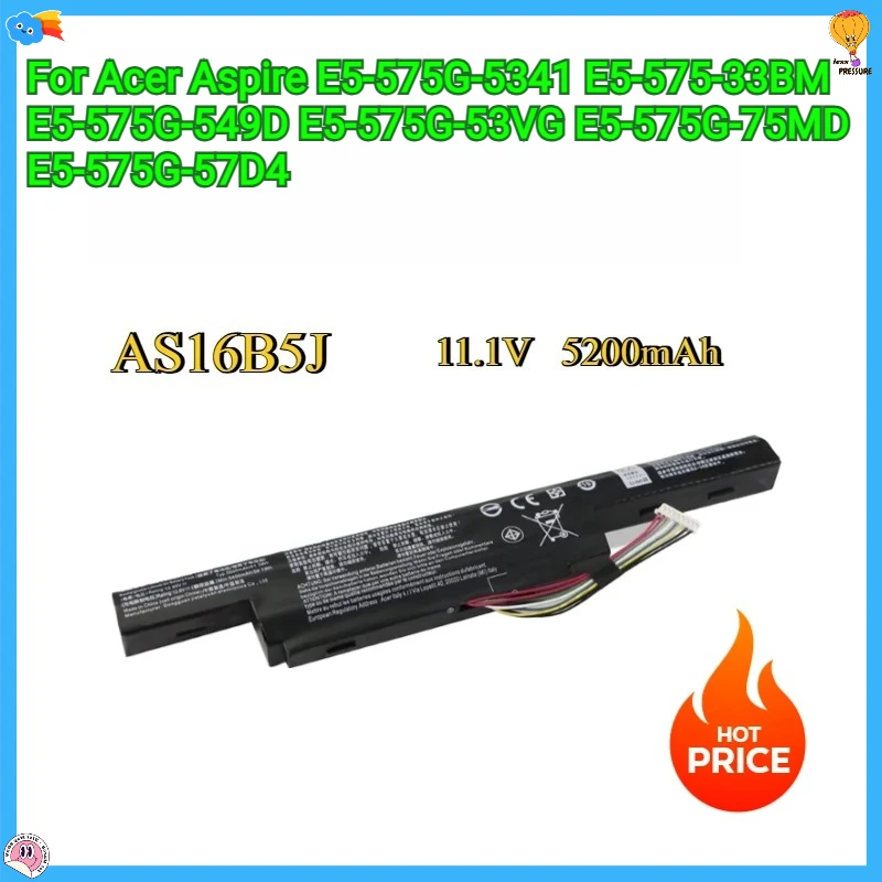 

Новый сменный аккумулятор AS16B5J для Acer Aspire E5-575G-5341 E5-575G-549D E5-575-33BM E5-575G-53VG E5-575G-75MD E5-575G-57D4