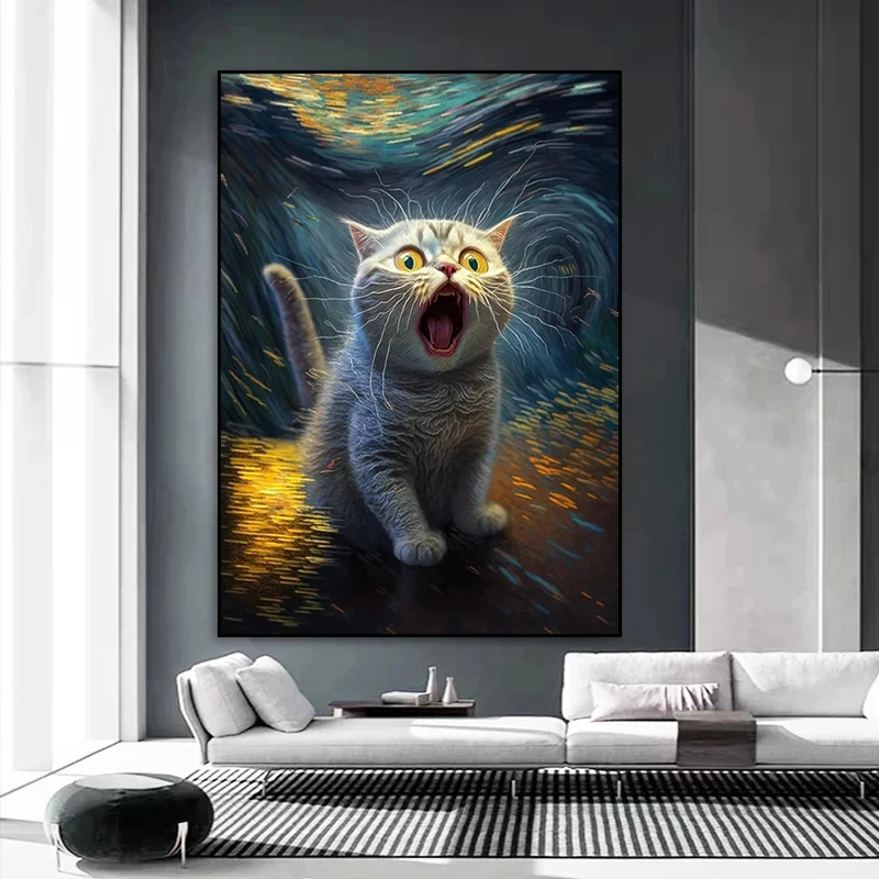 1pc frameless Canvas Painting  1pc frameless Canvas Painting Famous Painting Funny Kawaii Cat Toilet Newspaper Poster Prints Can