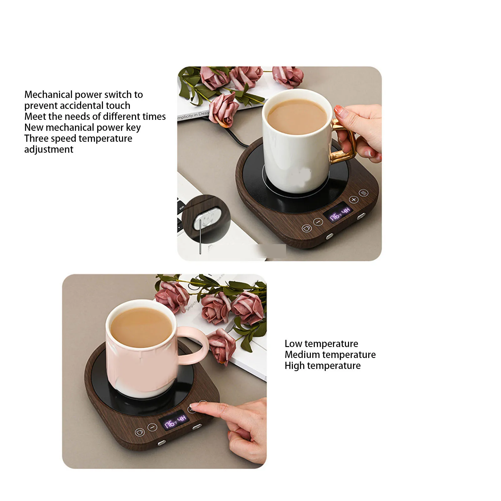 Mug Warmer 36W Fast Heating 3 Temperature Settings 1-9H Auto Shut Off Cup Warmer Plate for Coffee Tea Milk Cocoa