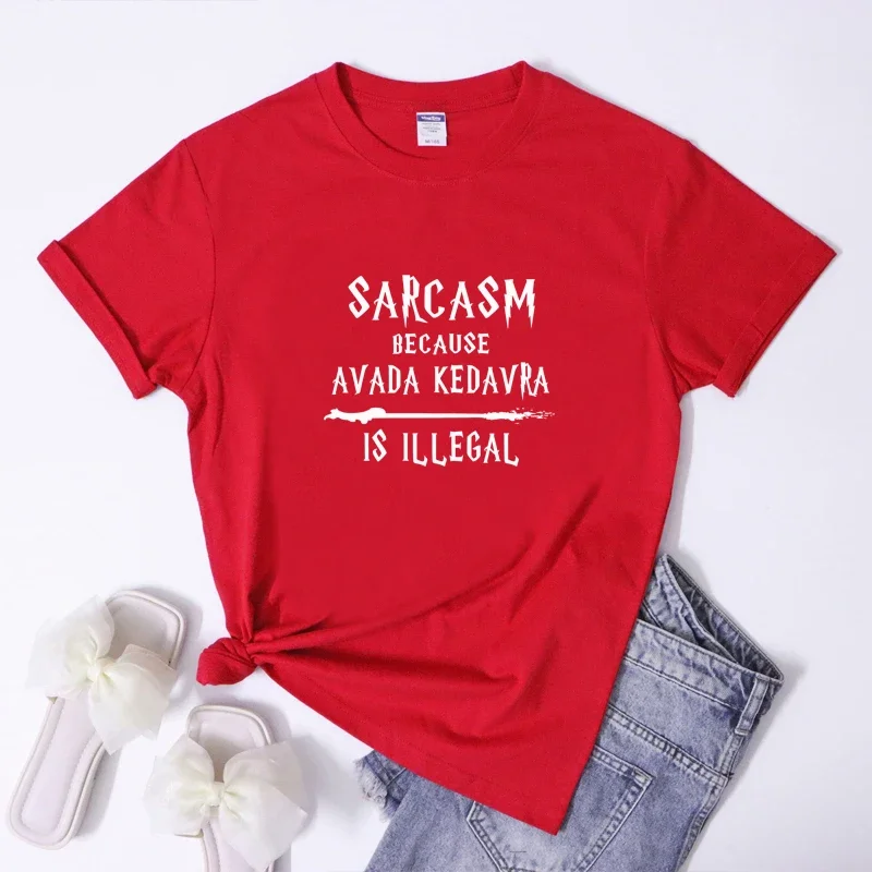 Camiseta mágica del mago, divertida camiseta Unisex de regalo de lectura de Nerd, sarcasmo porque Avada Kedavra es illegal, Top sarcástico