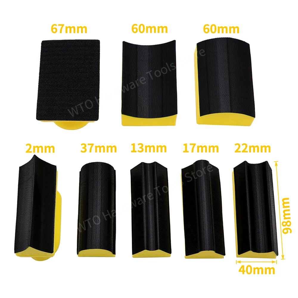 9PCS Contoured Profile Hand Sanding Block Set,Assorted Shapes Hook & Loop Detail Hand Sander Tools Kit for Woodworking Furniture