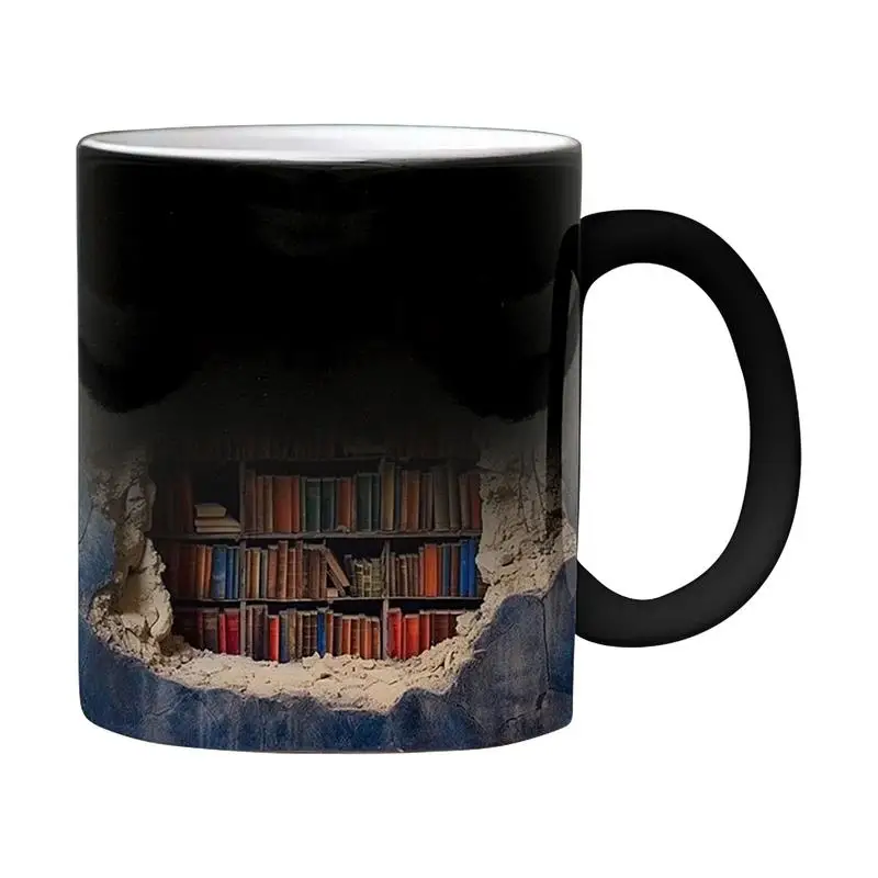 Bookshelf Coffee Mug Creative Space Design Ceramic Library Mug Book Lovers Tea Cup Christmas Gifts For Readers Home Accessories