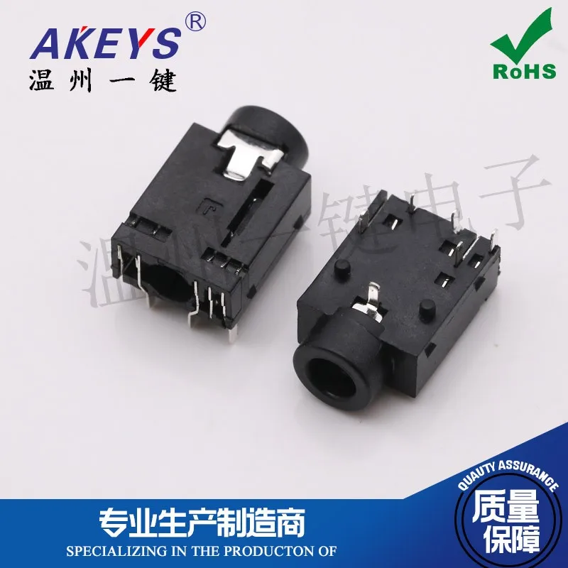 10 PCS PJ-343 power socket 3.5 headphone Normally closed socket 6 foot socket 2 fixed foot 3.5MM socket base